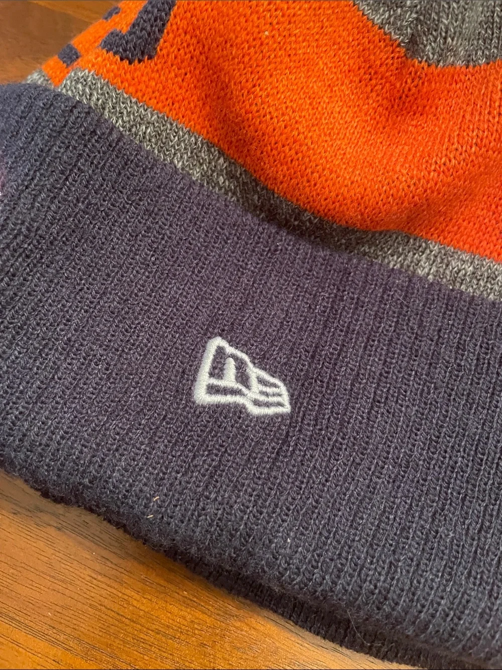New Era Chicago Bears Kids Knit Pom Beanie - Navy, Orange, Gray C20